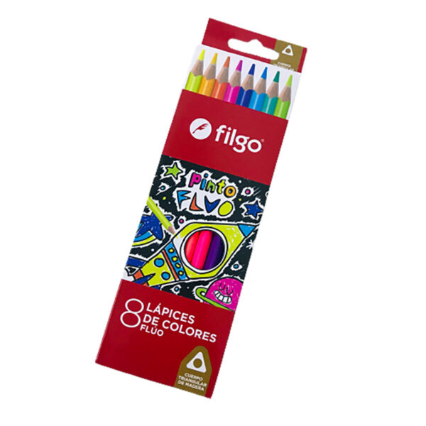 LAPICES DE COLORES FLUO x8 FILGO